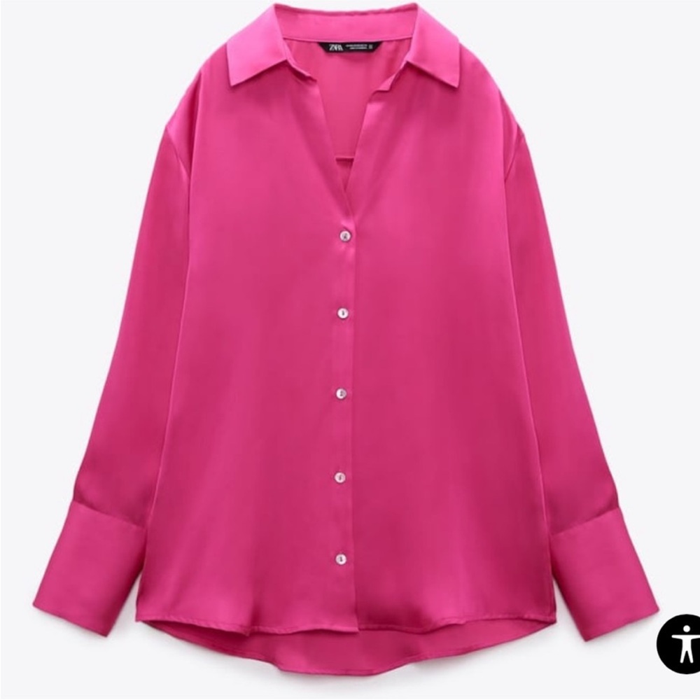 Zara Pink Button-Up Blouse